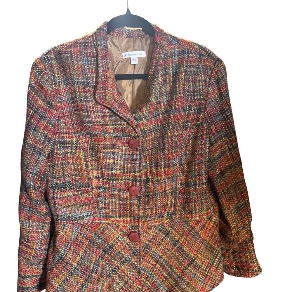 Coldwater Creek Multicolor Tweed Jacket in Red, Gold & Green